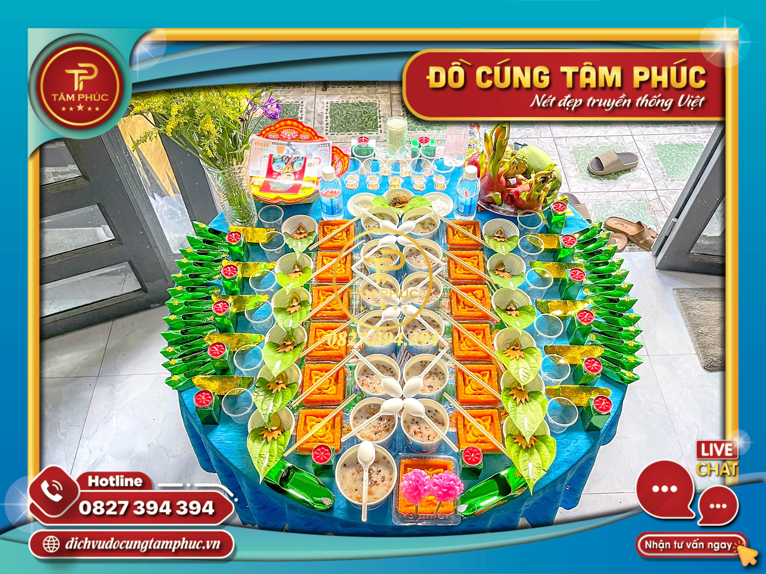 Mâm lễ cúng đầy tháng cho bé trai và bé gái.